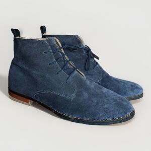 Men's Handmade Blue Suede Lace Up Ankle Boots Designer Dress Boots Bobbies 12